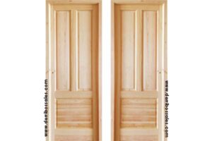 Puerta modelo TRES paneles. Puerta de madera maciza. Con hoja de 3,5 cm. de grosor. Marco directo incluído. Abisagrada. Puerta de madera maciza a doble cara. Medidas: 210 x 82 cm.