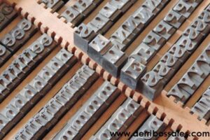 familias de letras, cajones, tampones, letras de caucho,...