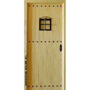 puerta de 4,5 cm. de grosor, bisagras anti-palanca. Maciza de madera. Nueva