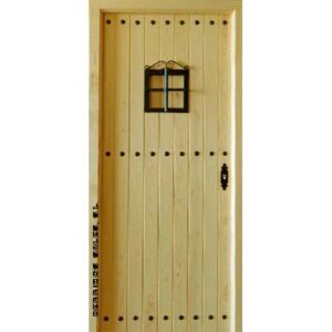 puerta de 4,5 cm. de grosor, bisagras anti-palanca. Maciza de madera. Nueva