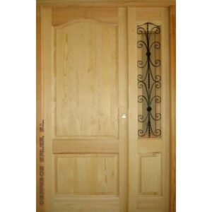 puerta provenzal con fijo y reja. Madera para exterior