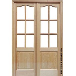 puerta de interior, maciza, de madera de pino.
