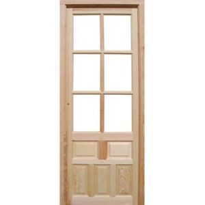 puerta de interior, maciza, de madera de pino.